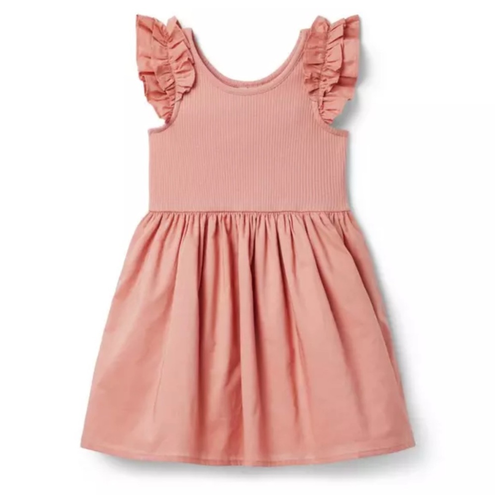 JANIE and JACK Pink Ribbed Ruffle Sleeve Dress Girls 6